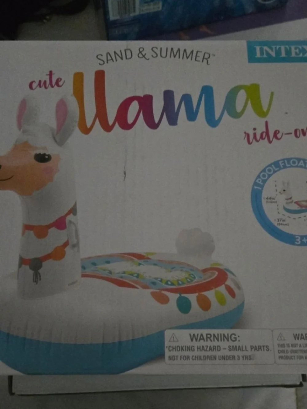 White Llama Inflatable Pool Float - Colorful Garland Design
